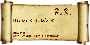 Hicke Kristóf névjegykártya